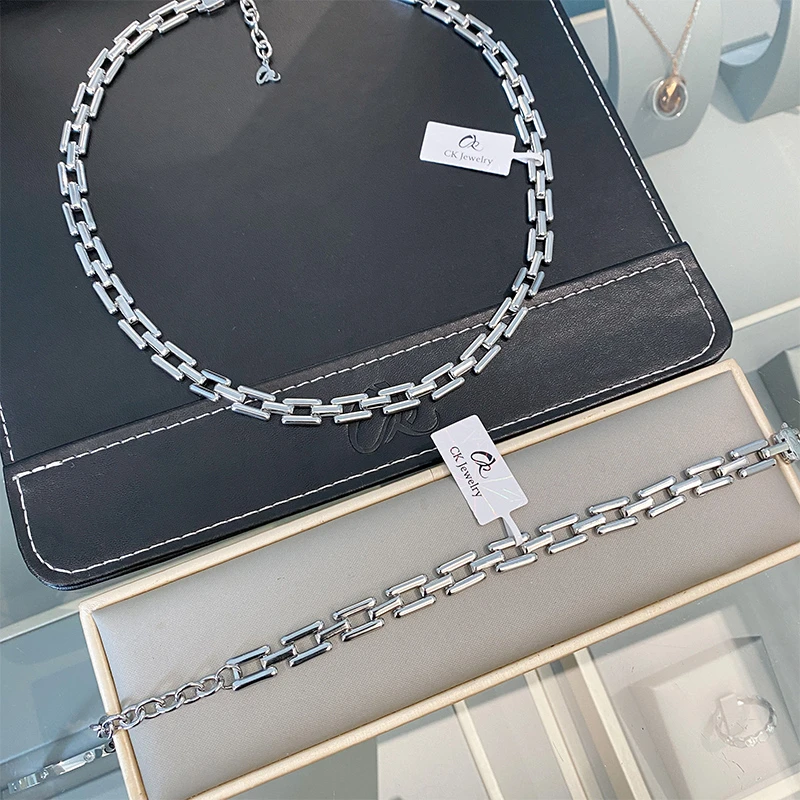 CK 钛钢项链 粗口古巴链潮流个性男女项链时尚百搭手链情侣礼物