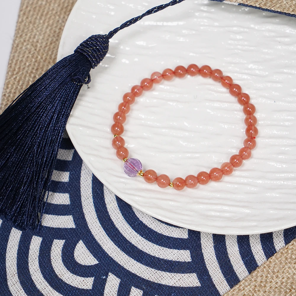 天然保山河湾南红冰粉单圈轻奢手串QF-A366（多样性发一）