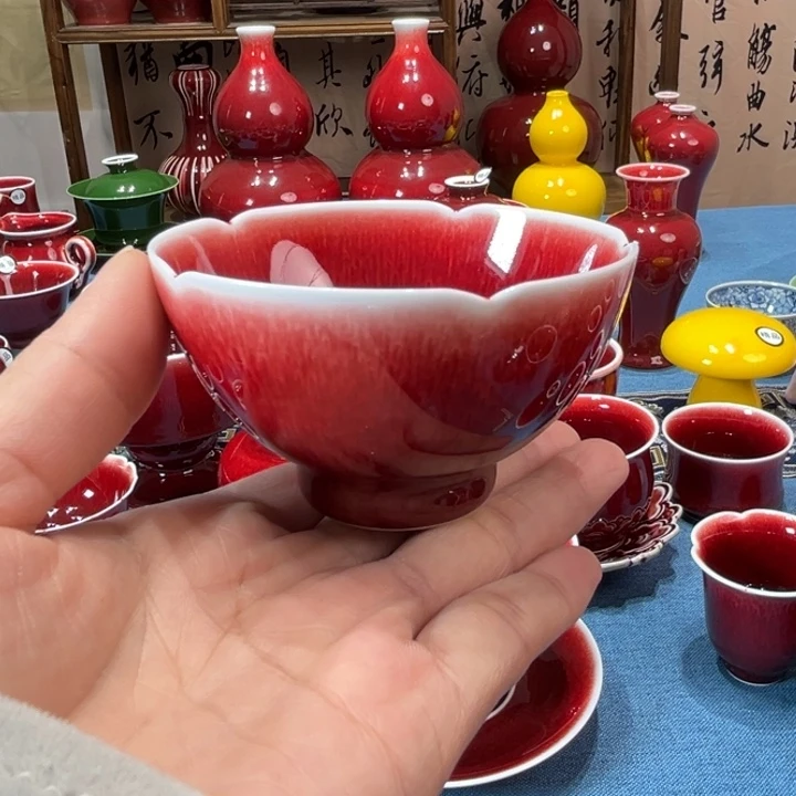 景德镇陶瓷花口鸡心杯
