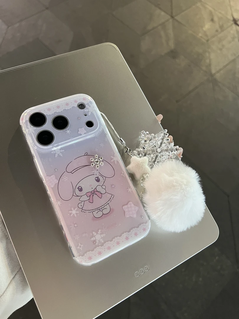 冬日雪花星星美乐蒂iphone17ProMax手机壳15/16双层闪粉17Pro