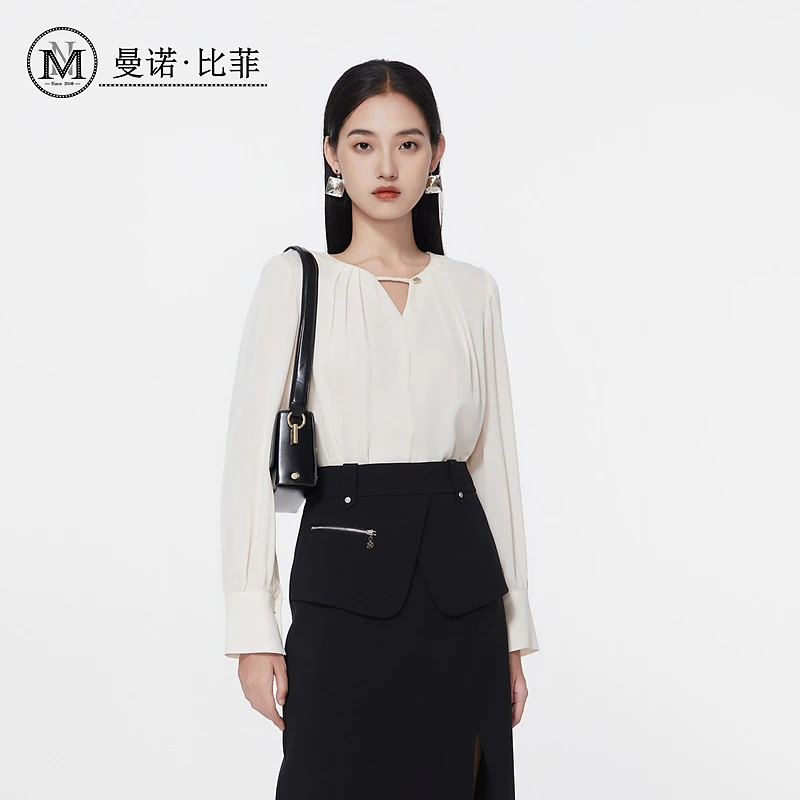 【女乔专属】法式v领长袖衬衫MFGS115303