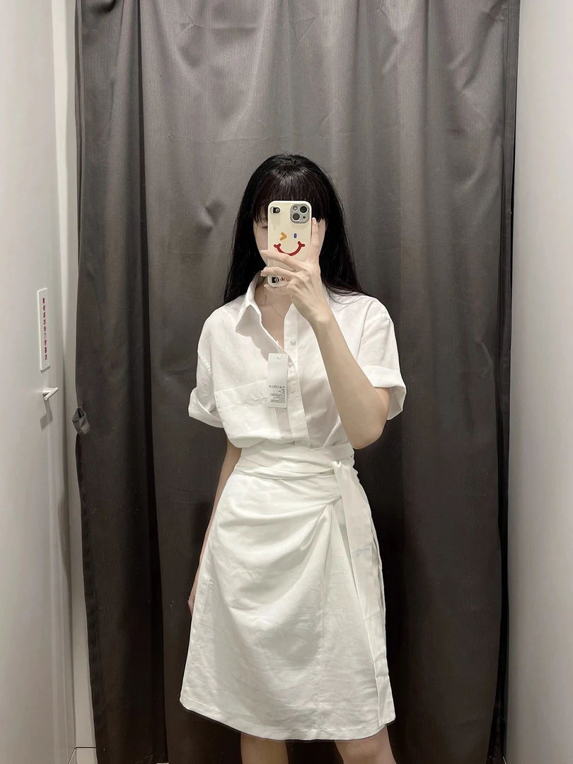 法式白色短袖纯棉衬衫女夏季宽松休闲衬衣设计感小众上衣夏女款