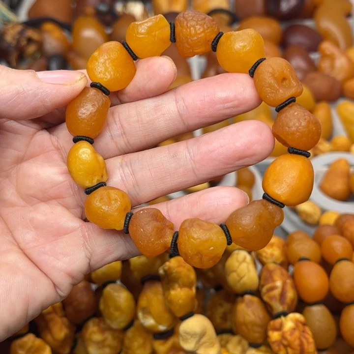 琥珀未镶嵌裸石天然蜜蜡手串