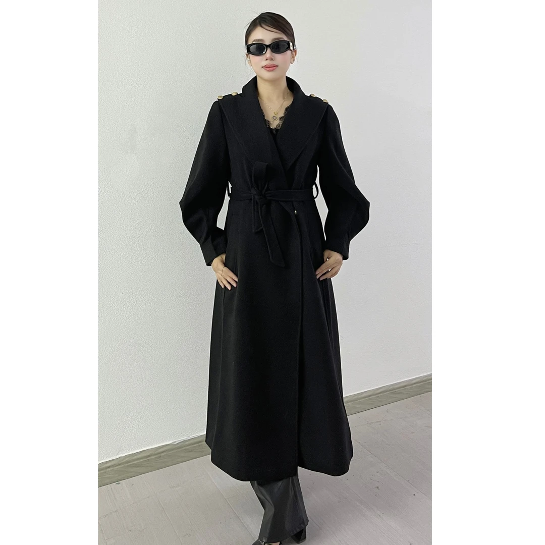 （3）冬季时尚气质法式西装长款设计师毛呢外套秋冬显瘦