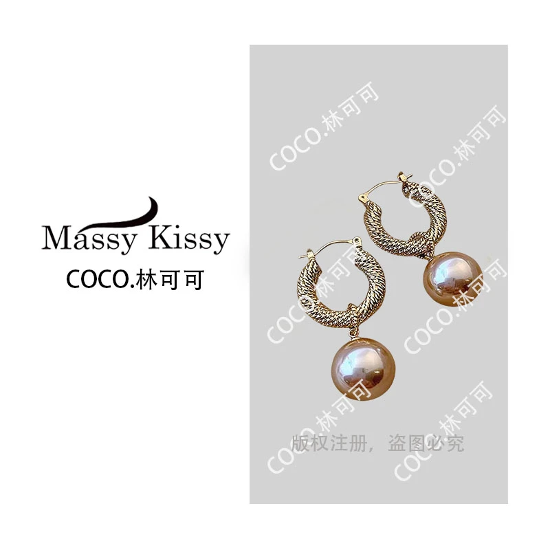 铜合金仿珍珠耳饰 轻奢时尚甜美香槟色耳扣耳饰