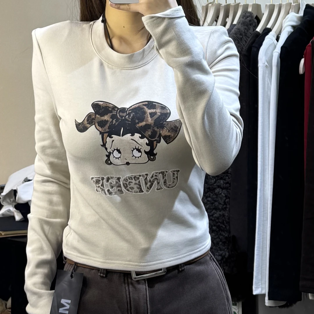 卡通修身冬季打底显瘦印花