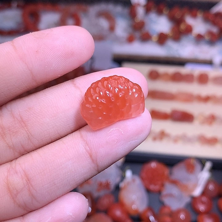 南红玛瑙未镶嵌珠宝半成品橘子