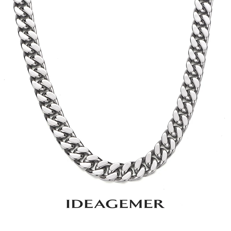 ideagemer 钛钢项链 12mm古巴男生锁骨链欧美