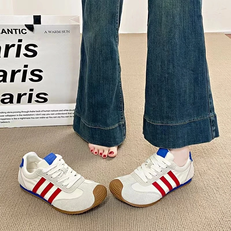 春季新款百搭透气拼色厚底复古休闲运动德训鞋F-20