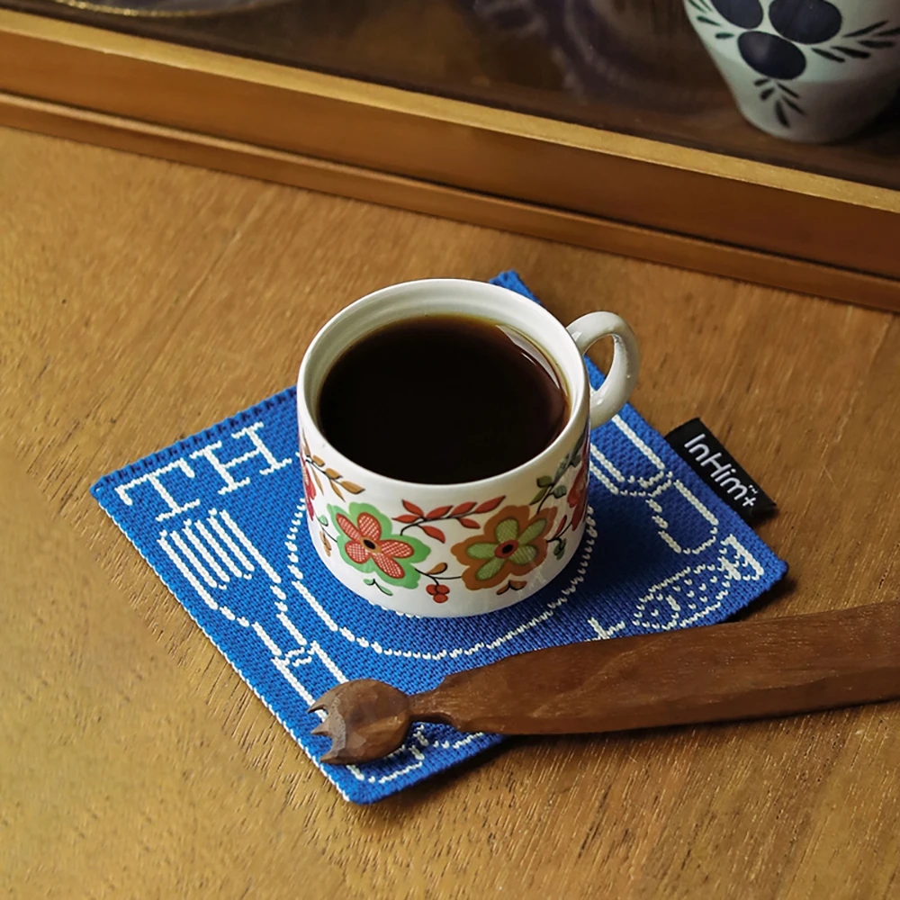 InHim 恒久喜乐 针织杯垫隔热北欧风原创餐垫创意礼物杯垫蓝色