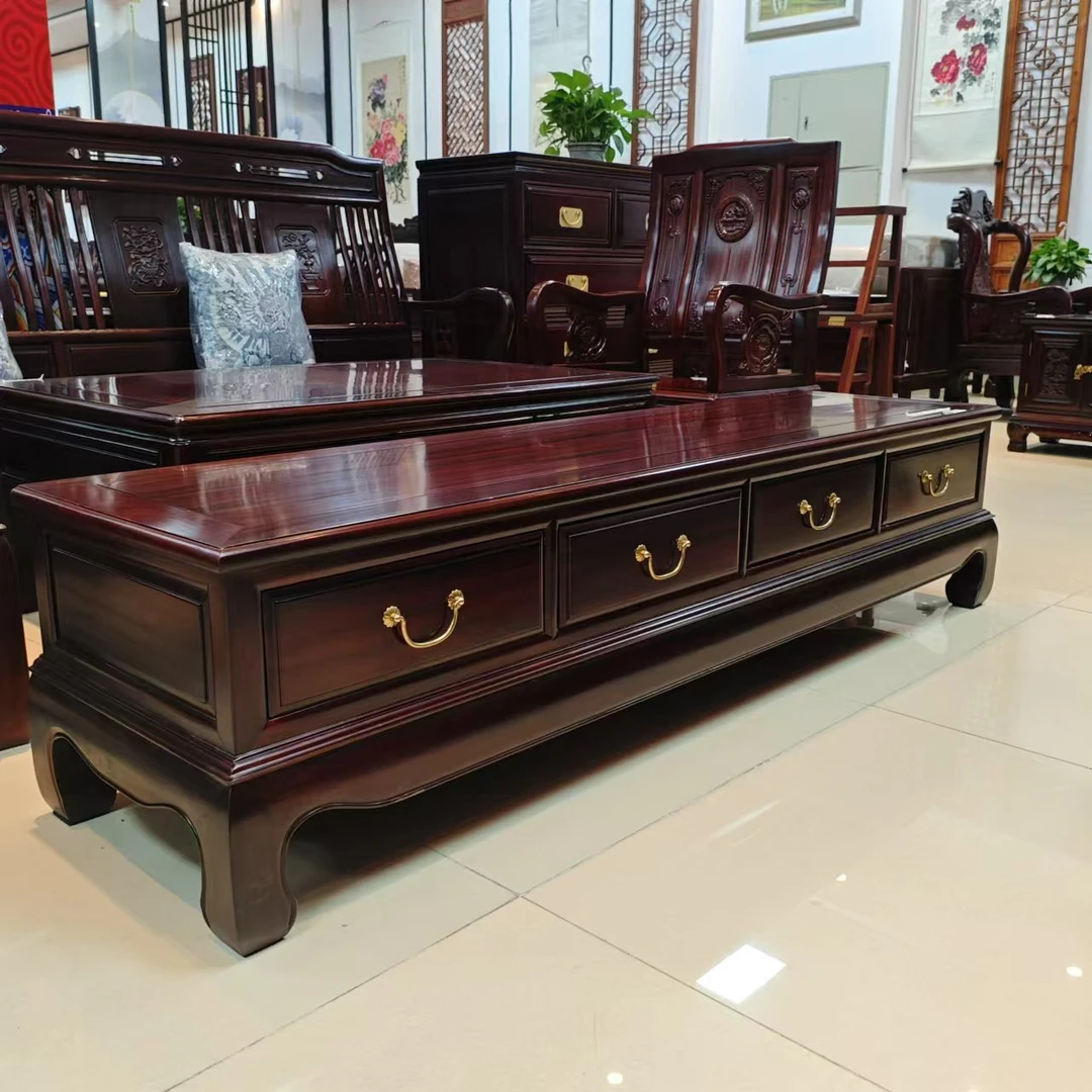 酸枝木 四抽铜拉手电视柜尺寸：长178宽48高42