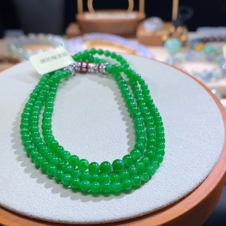翡翠未镶嵌吊坠(不含链)翡翠满阳绿项链
