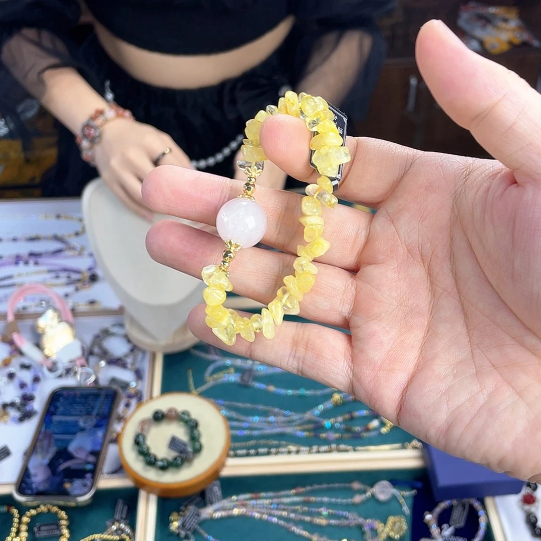 水晶手链银S925镀金镶嵌