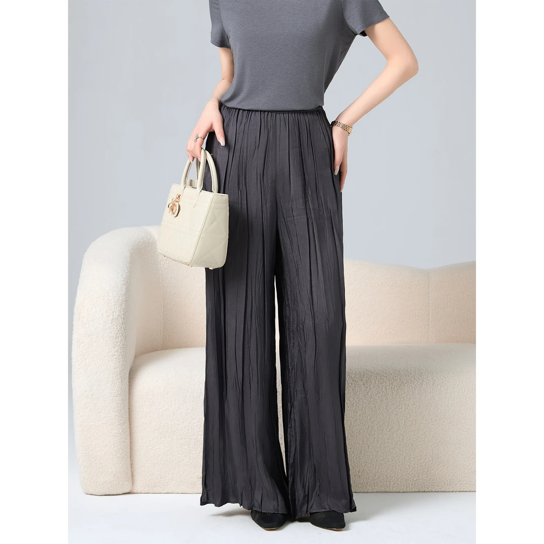 老敏哥 100醋酸抓花海带裤 2025凉爽斜纹肌理感直筒裤女S05236993