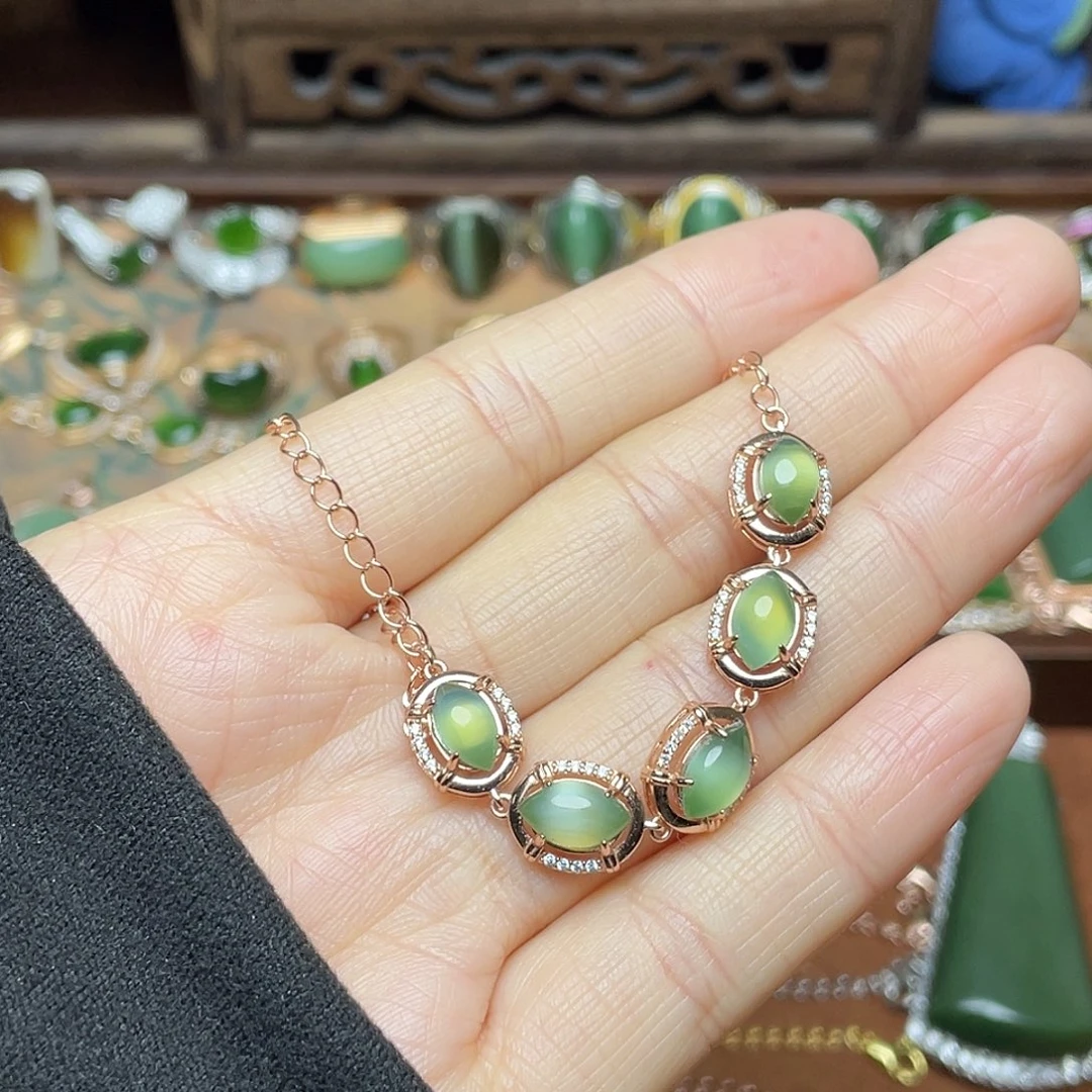 和田玉（碧玉）银S925镶嵌吊坠(赠链)