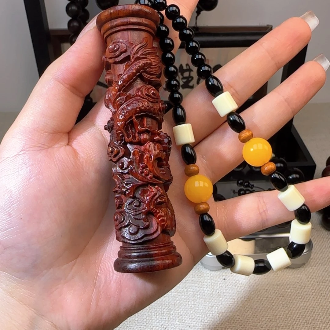 桃***语檀香紫檀（小叶紫檀）龙柱