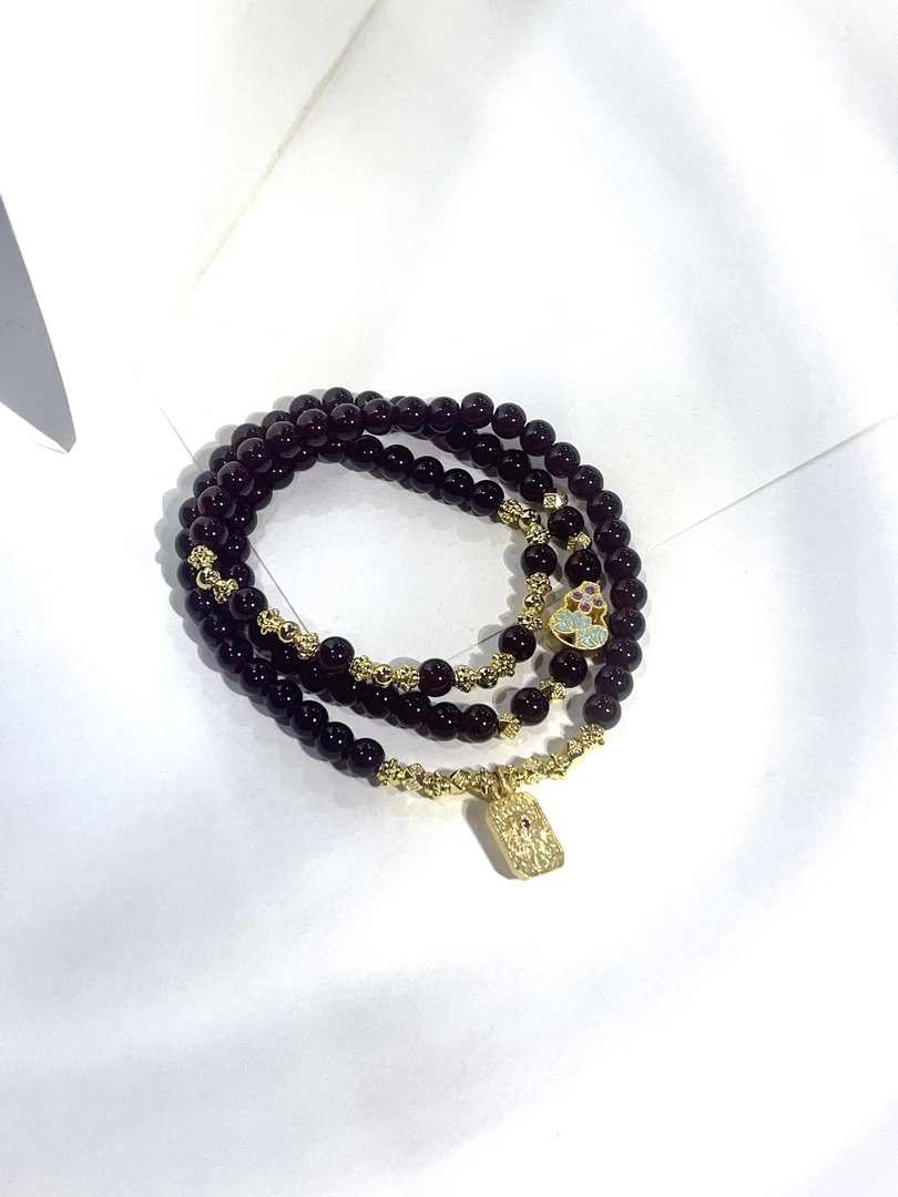 DL-1341-6mm石榴石+粉紫葫芦+大象头盾牌