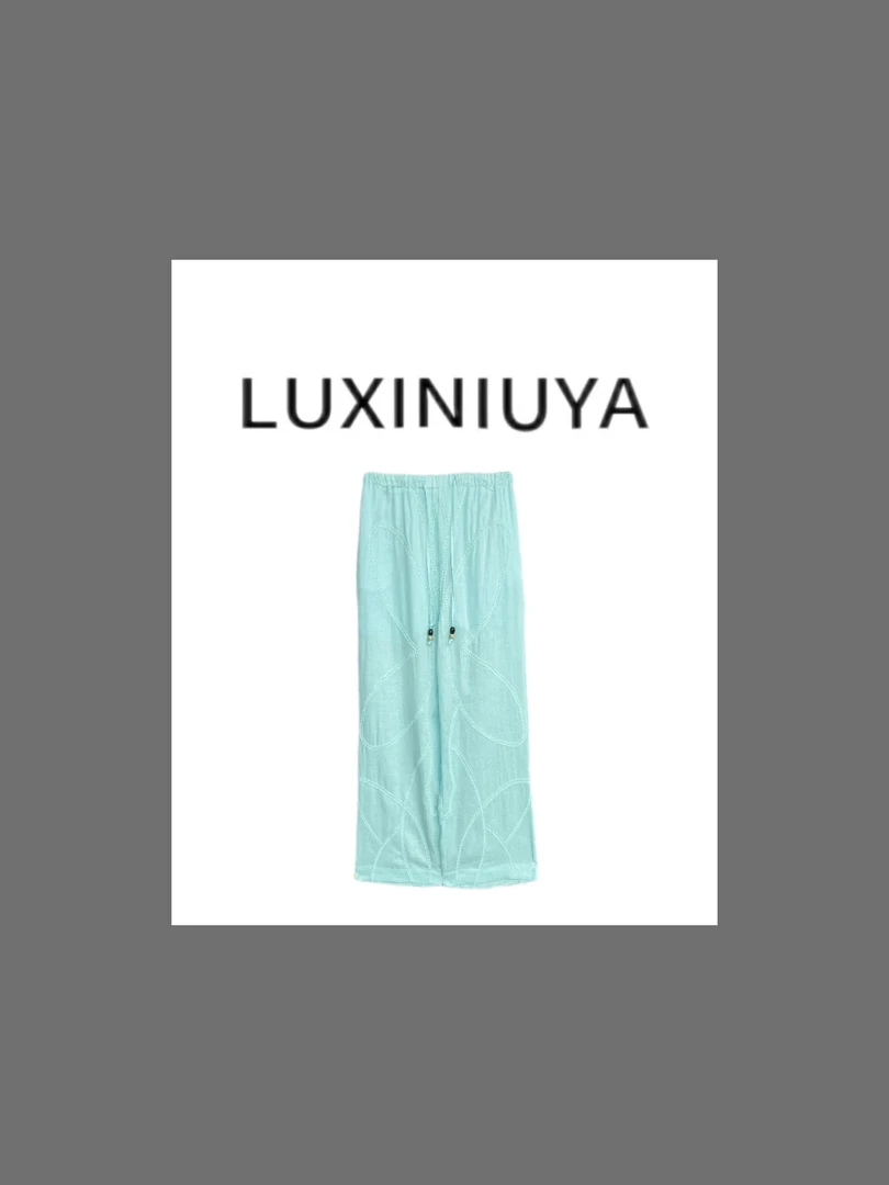 【LUXINIUYA】彼岸双生 设计感定制定然100亚麻时尚休闲裤#CX3549