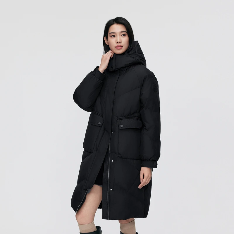 波司登冬季新款时尚户外休闲连帽宽松中长款羽绒服B40145252