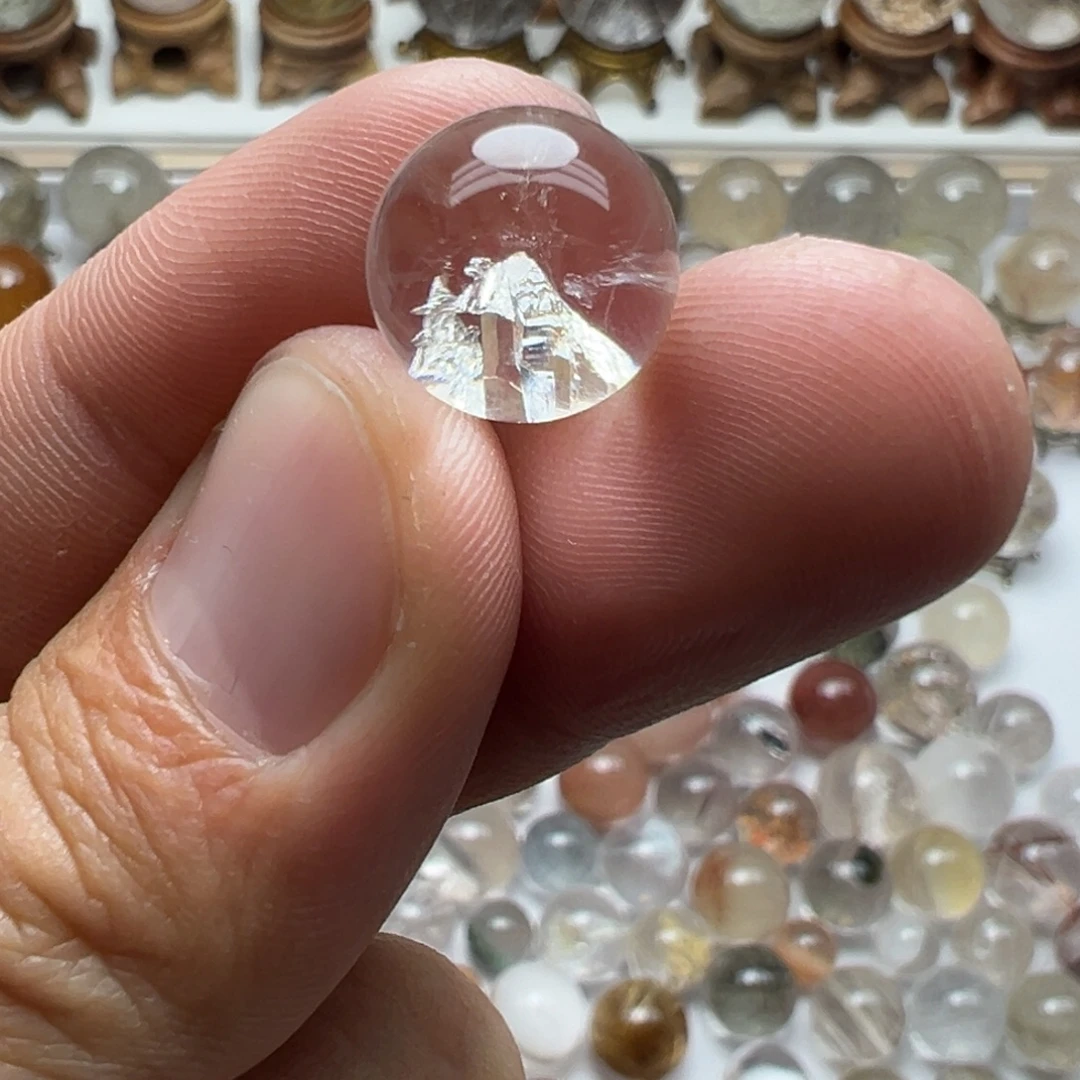 水晶未镶嵌珠宝半成品晶中晶球