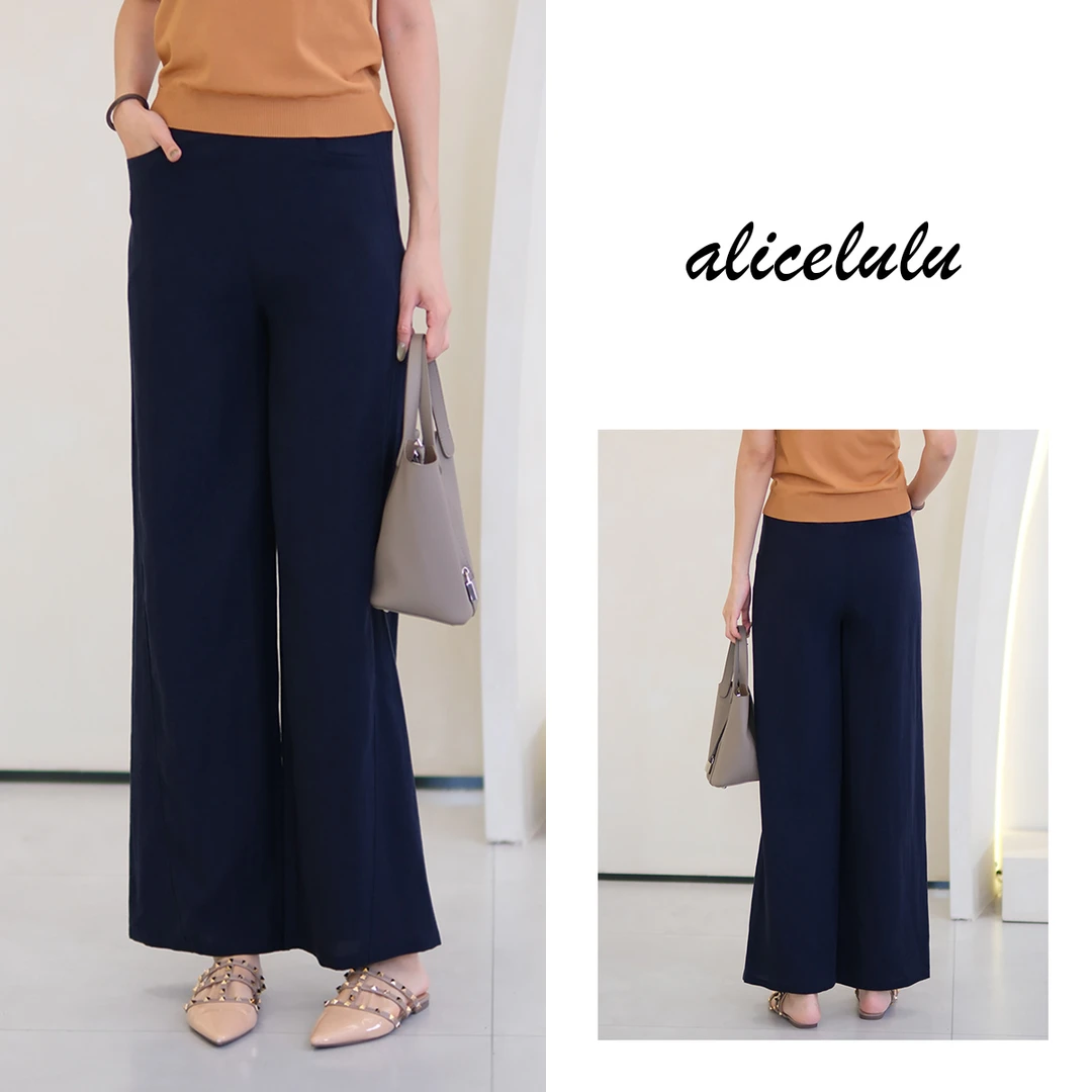 1 alicelulu日系复古拼接直筒休闲裤百搭显瘦宽松S622427T