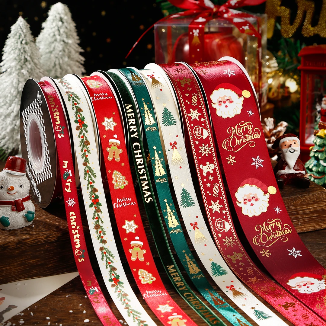 圣诞节烫金丝带鲜花花束礼物礼品礼盒包装彩带装饰绑带缎带