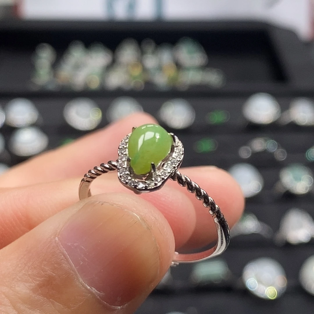 翡翠银S925镶嵌戒指