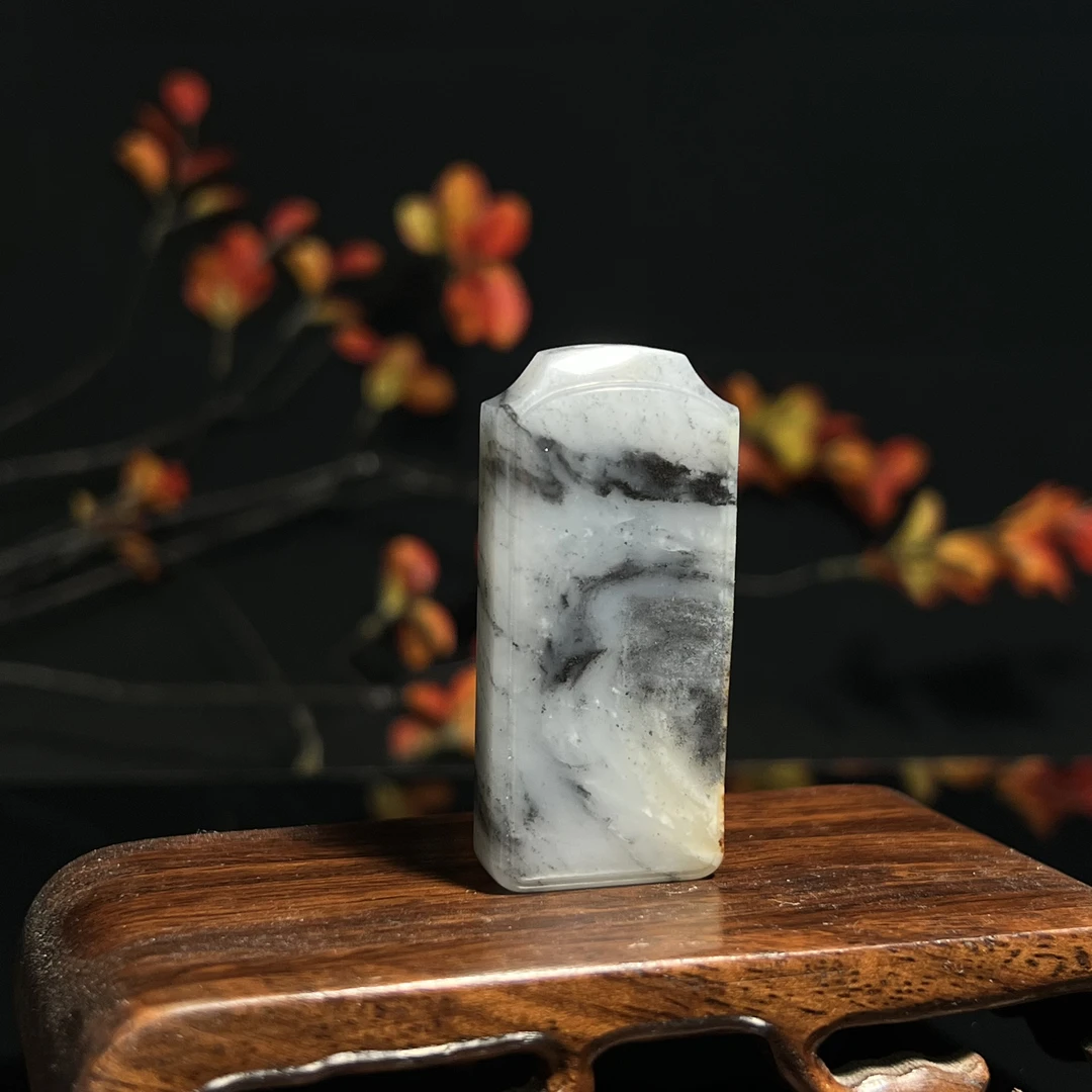 【盛石·典藏】新疆和田青花无事牌国风山水意境男士男士