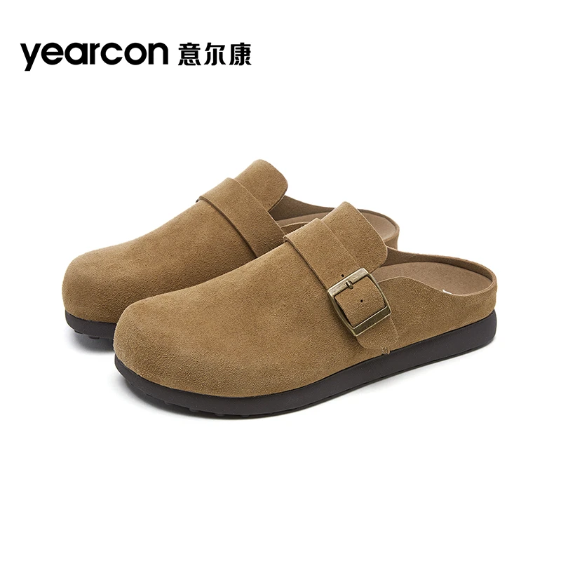 意尔康勃肯鞋女鞋2025新款夏季外穿软底包头半拖复古一脚蹬懒人鞋