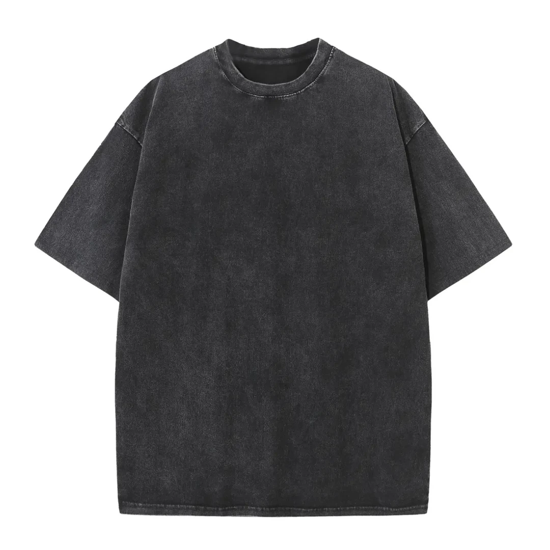 夏季新款炒雪花水洗做旧男女同款宽松半袖T恤上衣短袖百搭潮