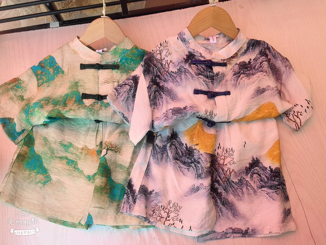 套装汉服男童夏季唐装印花宽松中式夏装儿童节时尚休闲复古夏款