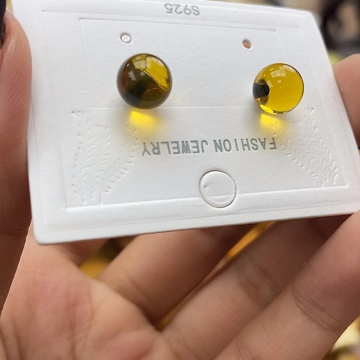 琥珀未镶嵌珠宝奇石蓝珀耳钉