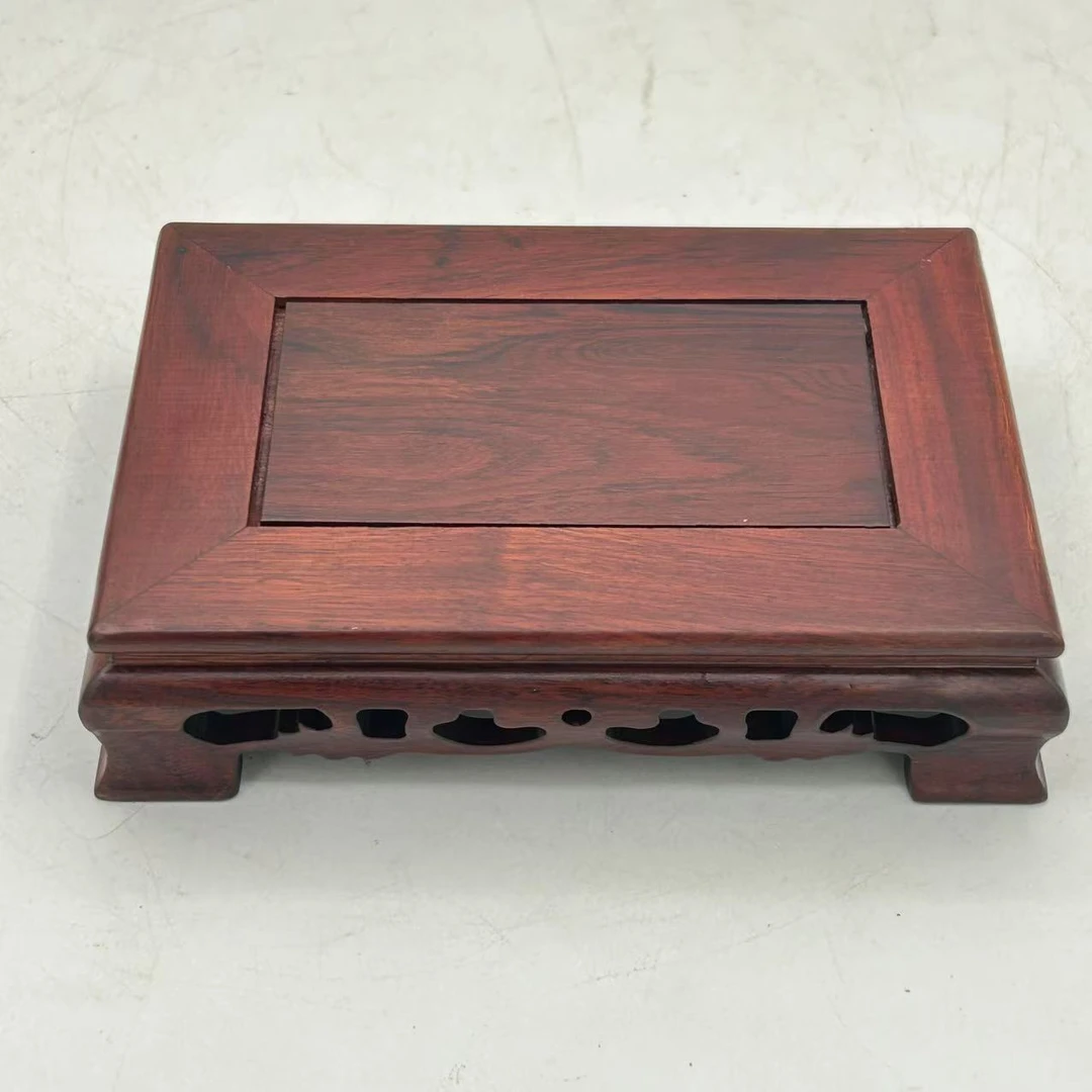 红酸枝如意卷云16长方底座中式镂空工艺家居装饰摆件尺寸:16*11*4