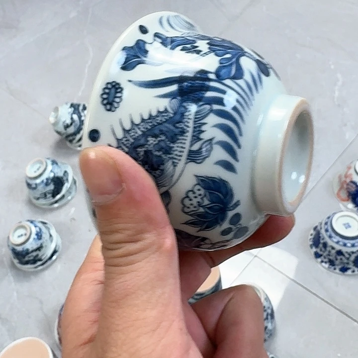 杯青花鱼藻大压手杯