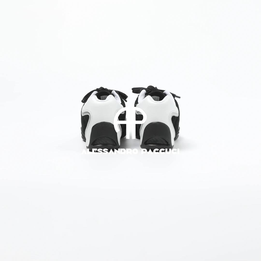 AP洛哥53116XY【竞走】牛反绒+牛皮黑白拼接系带时尚百搭休闲鞋