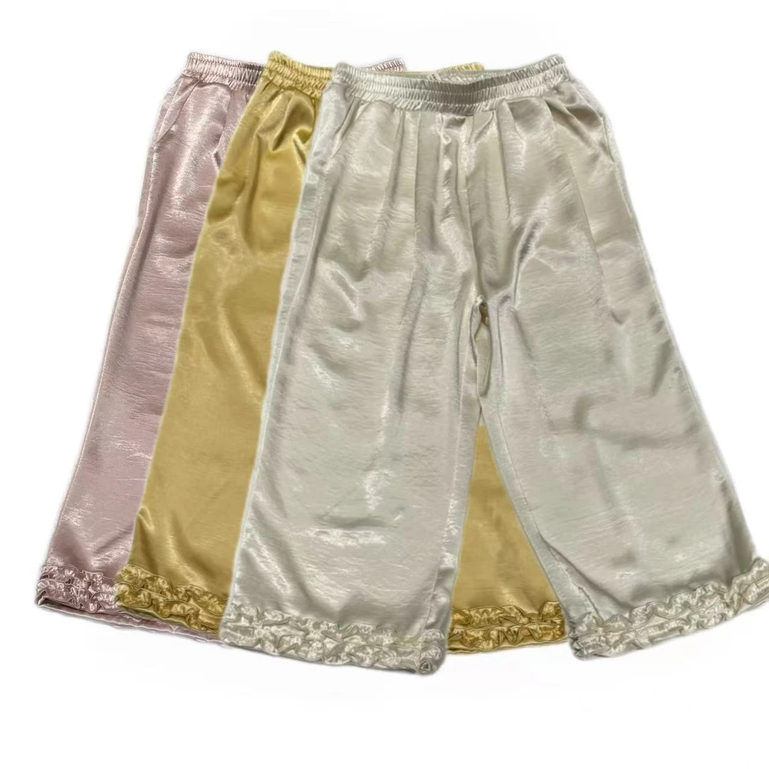 266#夏季新款新中式《双生花》潮流气质百搭休闲直筒木耳边九分裤