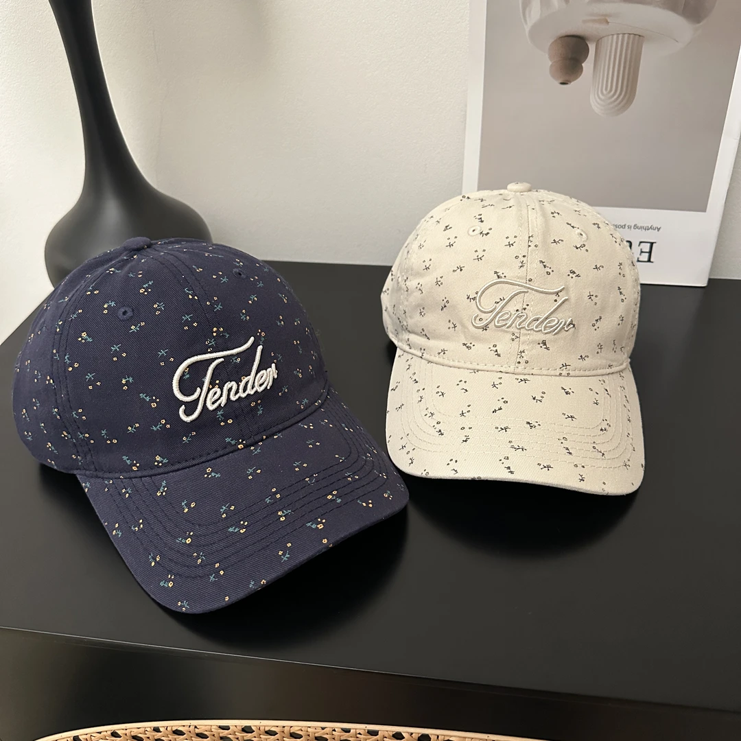 韩国东大门风软顶小碎花棒球帽子刺绣字母休闲粉色鸭舌帽女显脸小