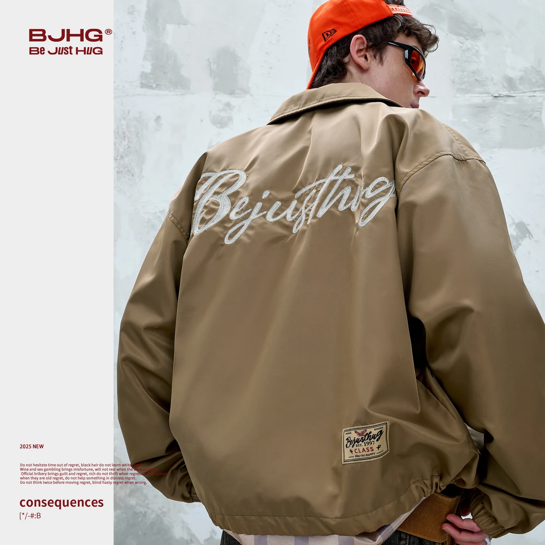 【老宋专属】BJHG美式复古外套男女秋季新款刺绣棒球服教练夹克外套