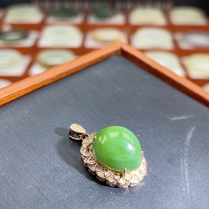 和田玉（碧玉）颈饰银S925镶嵌