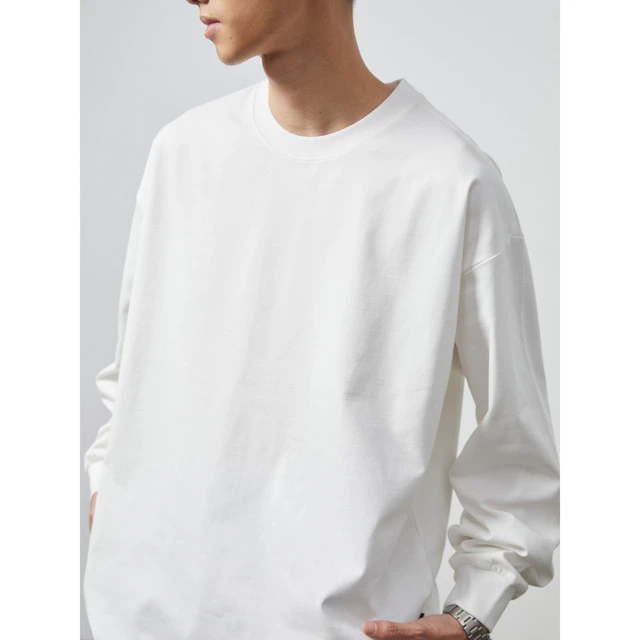 Vavu（Vavues）春秋基础重磅300G棉长袖打底衫男宽松圆领纯色T恤