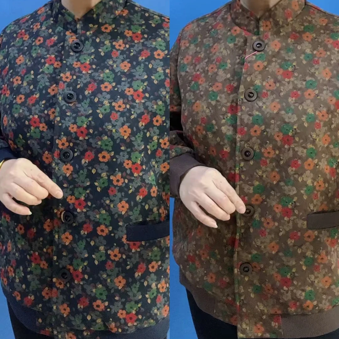 春季新款立领一体绒妈妈外套