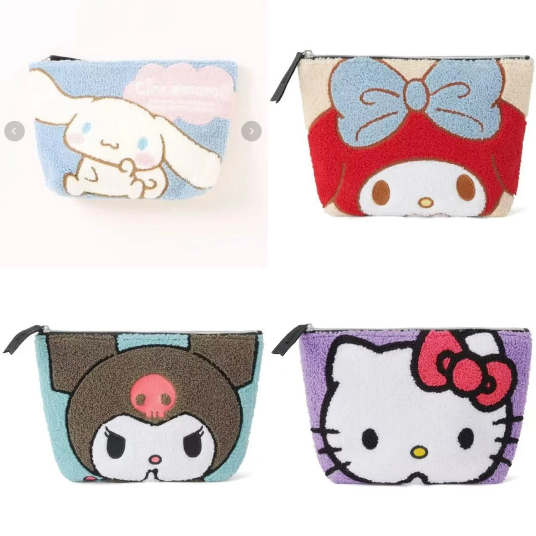 毛绒拉链便携款一体款花防尘化妆包卡通少女个性零钱包女化妆包