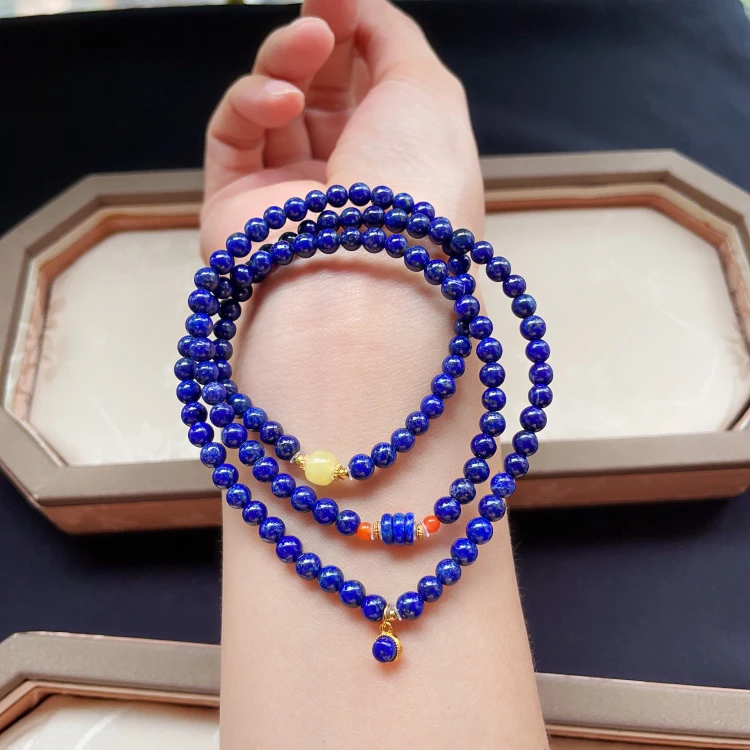 青金石4-5mm三圈手串（多样性发货）