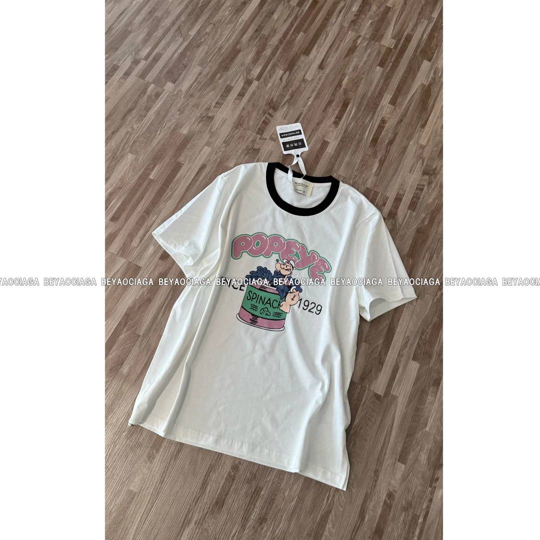 福利款大力水手撞色领口短袖 {A9926}