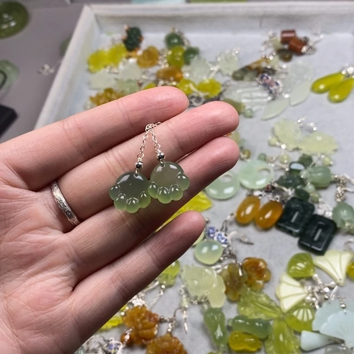 蛇纹石玉未镶嵌挂件耳饰耳环项链