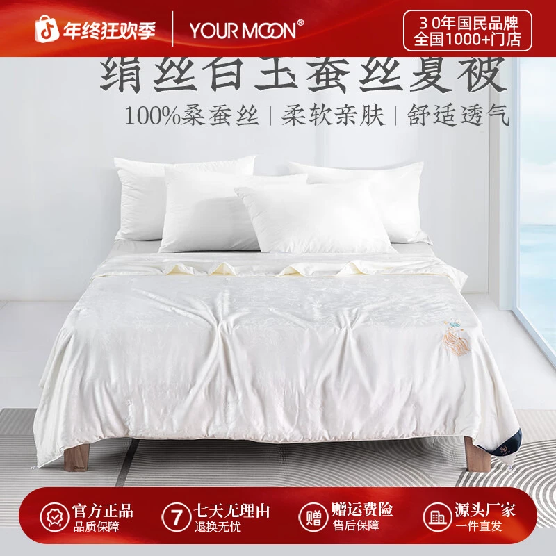 远梦被子夏凉被纯桑蚕丝夏被绢丝空调被夏季凉感被芯 白色（夏被）