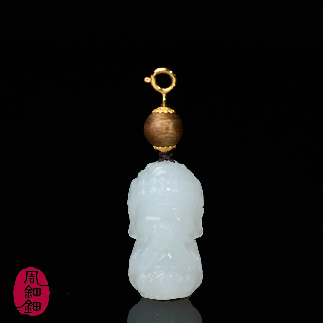 周钿钿®|不说|天然和田玉羊脂白玉沉香18k金设计款吊坠