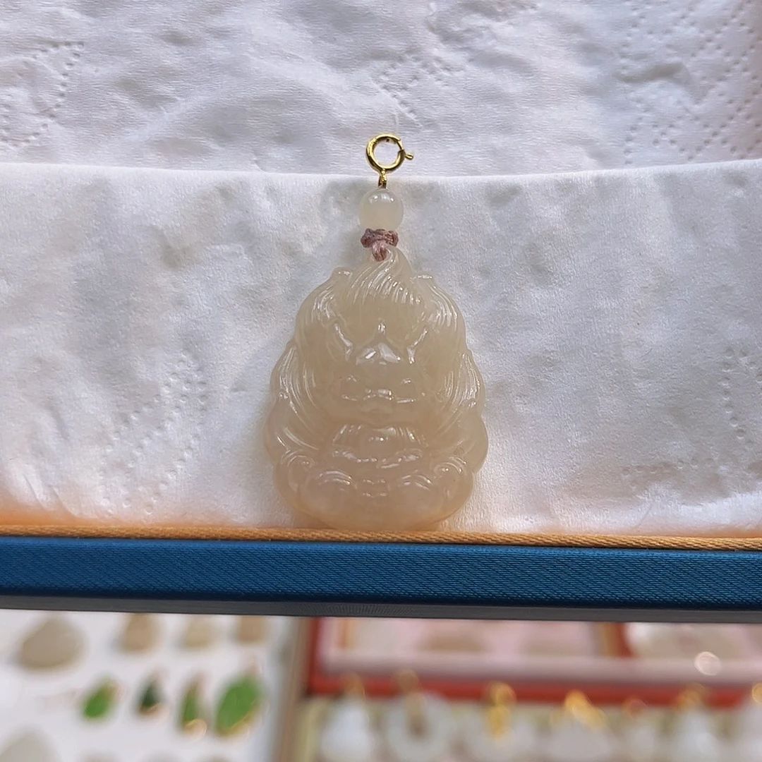 和田玉18K金镶嵌吊坠(不含链)