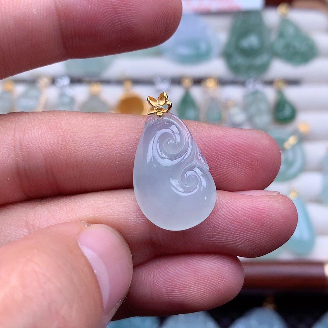 翡翠18K金镶嵌吊坠(不含链)