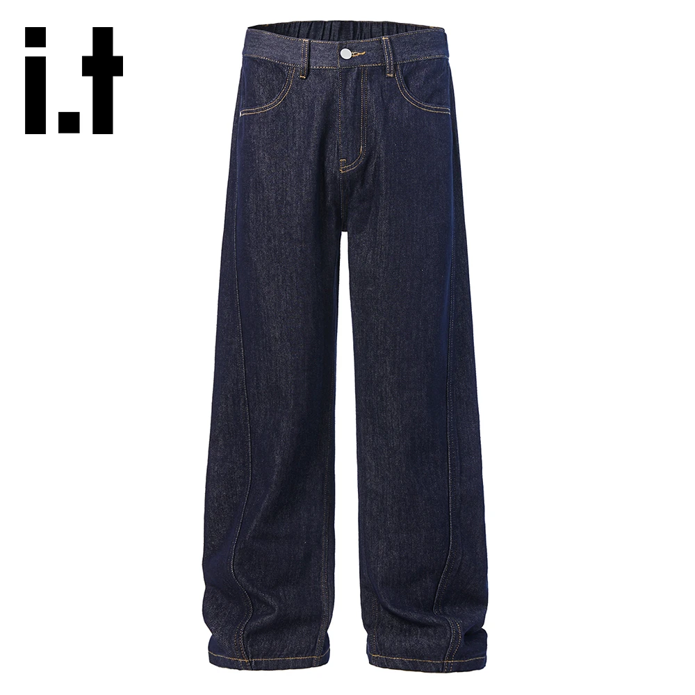 it:CHOCOOLATE原色宽松直筒牛仔裤秋冬新款阔腿潮流休闲百搭长裤